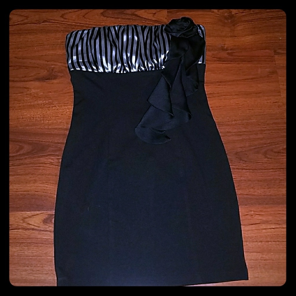 Strapless dress black and grey mini dress